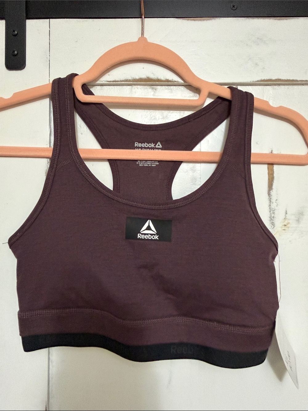 Reebok Plum Racerback Crop Sports Bra with Black Band